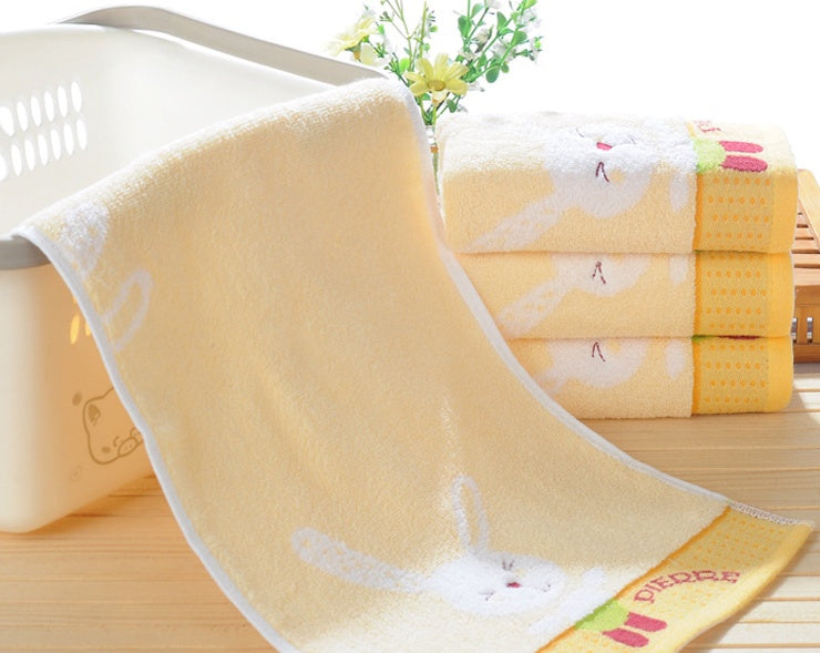 Pure Cotton 32 Share Cartoon Children Wash Face Small Towel Water Absorbent Small Rabbit Manufacturers Direct 25x5