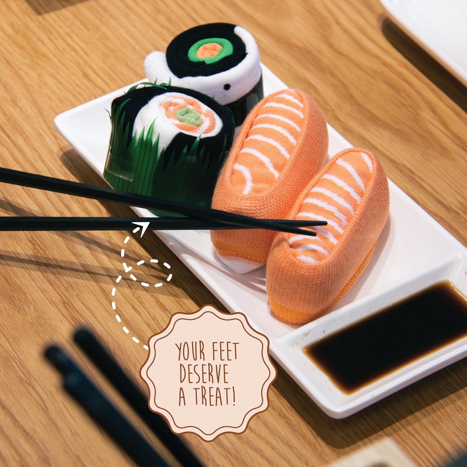 Sushi Socks in a Box– 2 or 3 Pairs, One Size Fits Most, Novelty Food Socks, Funny Sushi Gift. Sushi Socks for Women
